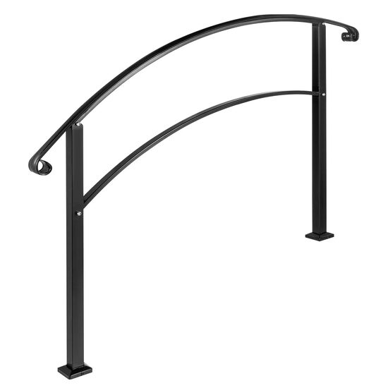 Balustrada pentru 1-3 trepte exterioare, Negru, Fier forjat, Lungime 99 cm, Unghi reglabil, Inaltime flexibila