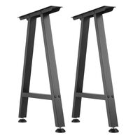 Set 2 picioare de masa, Otel, Negru, 74 x 55 cm, max 450 kg, Nivelare reglabila