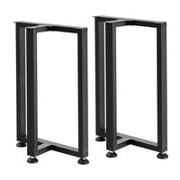 Set 2 picioare de masa, Forma T, Otel, Negru, 74 x 55 cm, max 450 kg, Nivelare reglabila
