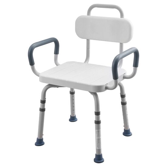 Scaun de dus rotativ cu brate si spatar pentru persoane cu dizabilitati, max 180 kg, Anti-derapant, aluminiu