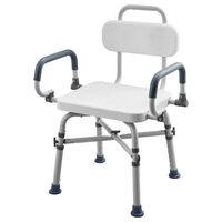Scaun de dus rotativ cu brate si spatar pentru persoane cu dizabilitati, max 227 kg, Anti-derapant, aluminiu, Inaltime reglabila