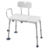 Scaun de dus/cada cu brate si spatar pentru persoane cu dizabilitati, max 180 kg, Anti-derapant, aluminiu, Inaltime reglabila, fanta perdea