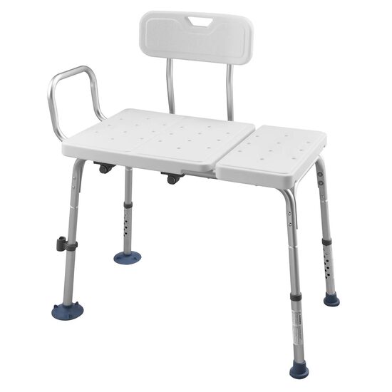 Scaun de dus/cada cu brate si spatar pentru persoane cu dizabilitati, max 180 kg, Anti-derapant, aluminiu, Inaltime reglabila, fanta perdea