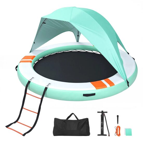 Platforma plutitoare gonflabila, Diametru 3.05 m, Scara, suprafata antiderapanta, pavilion, pompa
