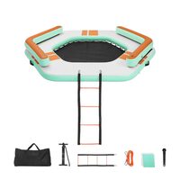 Platforma plutitoare gonflabila hexagonala, 2.6x2.6 m, Scara, suprafata antiderapanta, pompa, geanta