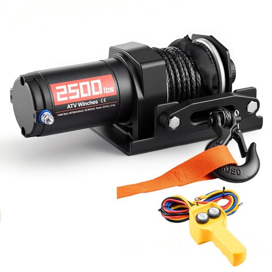 Troliu electric 1.2 CP, capacitate 1134 kg, IP54, Telecomanda Wireless, cablu franghie sintetica Φ4.8 mm x 12 m, 12 V DC