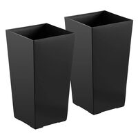 Set 2 x Ghivece inalte pentru exterior/interior, Negru, Inaltime 55 cm, Material premium PP, drenaj incorporat