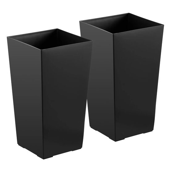Set 2 x Ghivece inalte pentru exterior/interior, Negru, Inaltime 55 cm, Material premium PP, drenaj incorporat