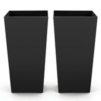 Set 2 x Ghivece inalte pentru exterior/interior, Negru, Inaltime 75 cm, Material premium PP, drenaj incorporat