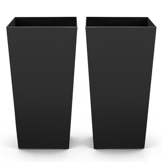 Set 2 x Ghivece inalte pentru exterior/interior, Negru, Inaltime 75 cm, Material premium PP, drenaj incorporat