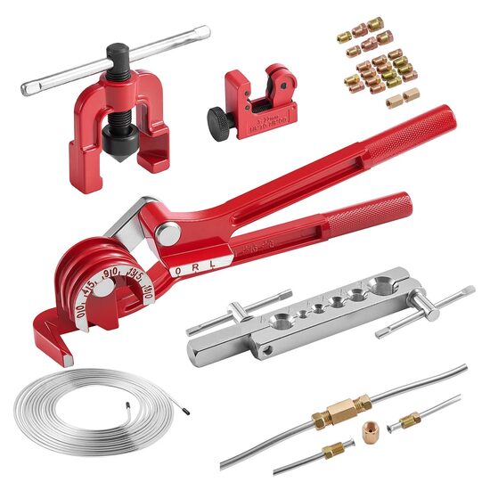 Trusa de scule pentru bercuit/indoit conducte de frana, 7.6 m x 4.76 mm, 20 x fitinguri, 2 x racorduri
