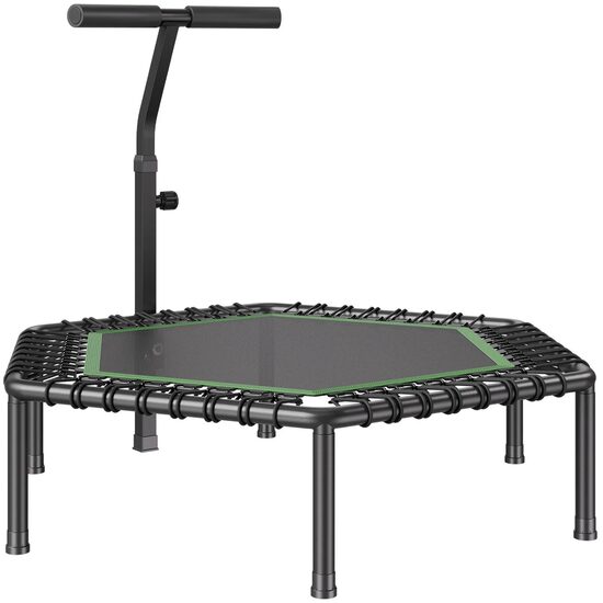 Trambulina fitness cu maner suport cu 3 niveluri de inaltime, Pliabila, max 205 kg, cadru Otel, Diametru 1385 mm