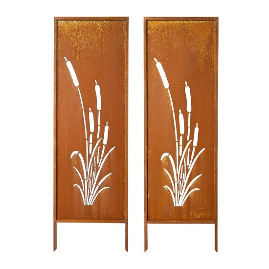 Set 2 x Paravan confidentialitate pentru gradina/casa, Otel, 50x160 cm, Exterior/Interior, ruginiu