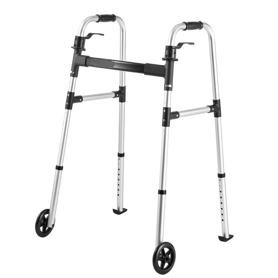 Cadru de mers, Inaltime reglabila pe 8 niveluri, Pliabil, 2 x roti, max 160 kg