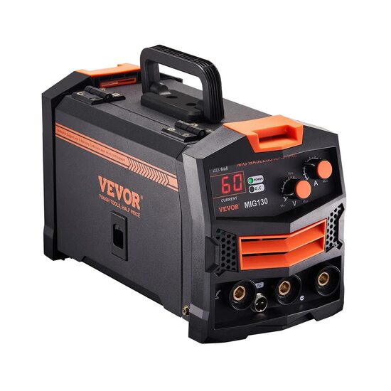 Aparat de sudura MIG sinergica, miez de flux fara gaz, 130 A, tehnologie invertor IGBT și ecran digital