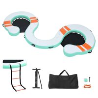 Doc plutitor gonflabil, 4.57x1.83m, Albastru, Scara, suprafata antiderapanta, pompa, geanta