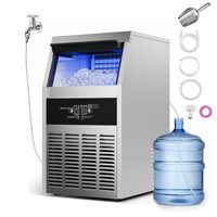 Aparat de facut gheata, 68 kg/zi, Stocare 14 kg, Afisaj led, Auto-Curatare, Inox, 50 de cuburi pe ciclu, 2 x tipuri de alimentare apa