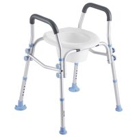 Scaun toaleta inaltat cu cotiere, Alb, 6 setari de inaltime, max 136 kg