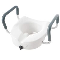 Scaun toaleta inaltat 127 mm, manere, potrivit pentru majoritatea toaletelor rotunde și alungite standard, max 158 kg