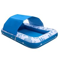 Saltea pentru plaja/apa cu pavilion, 2x1.4 m, capacitate 250 kg, 1-2 persoane, PVC, suport telefon si pahar