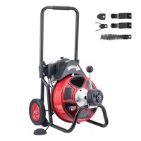 Sarpe electric pentru desfundat tevi, 4 x capete taiere, Lungime 30 m, Diametru 9.5 mm, pentru tevi 50-100 mm, Pedala actionata cu aer