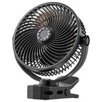 Ventilator portabil cu acumulator si clips de prindere, port USB, 3 x viteze, 8 W, 170 mm, Negru