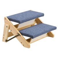 Scara pliabila cu 2 trepte pentru animale companie, Lemn, max 50 kg, suprafata anti-derapanta