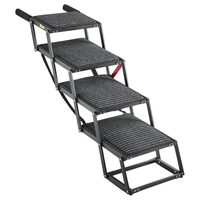 Scara pliabila cu 4 trepte pentru masina, Extra lata, Suprafata antiderapanta, max 91 kg, Otel, Negru