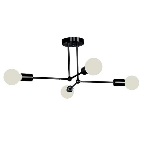 Lustra vintage 4 x E27, Negru, IP20, 250 x 520 mm, max 4 x 18 W