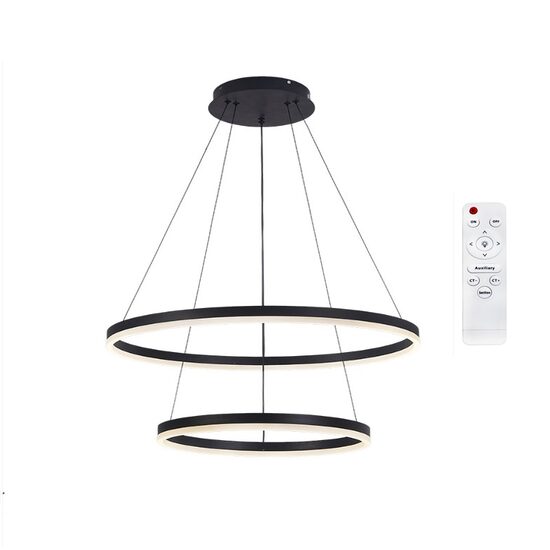 Lustra led 88 W, 3CCT, dimabil, Telecomanda, 6160 lm, Negru, 60x120 cm