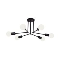 Lustra vintage 6 x E27, Negru, IP20, 250 x 600 mm, max 6 x 18 W