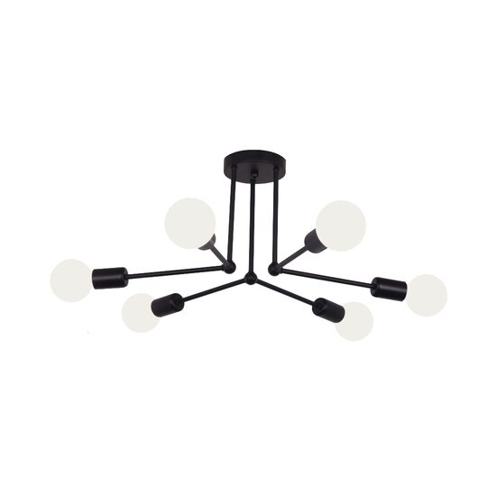 Lustra vintage 6 x E27, Negru, IP20, 250 x 600 mm, max 6 x 18 W