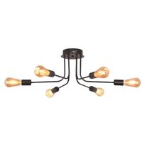 Lustra retro 6 x E27, Negru, IP20, 200 x 660 mm, max 6 x 18 W