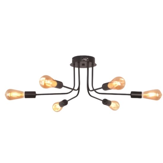 Lustra retro 6 x E27, Negru, IP20, 200 x 660 mm, max 6 x 18 W