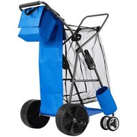 Carucior pentru plaja, Capacitate 75 kg, Cu geanta frigorifica, suport umbrela si scaune