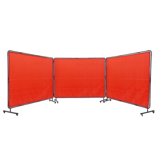 Set 3 x panouri cu cadru metalic protectie la sudura, Rosu, 24 x roti, dimensiune panou 1.8x2.4 m