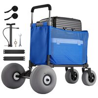 Carucior pentru nisip cu roti mari gonflabile, Pliabil, Capacitate 75 kg, Pompa, inaltime reglabila 845-1140 mm