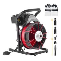 Sarpe electric pentru desfundat tevi, 4 x capete taiere, Lungime 23 m, Diametru 13 mm, pentru tevi 50-150 mm, Pedala actionata cu aer