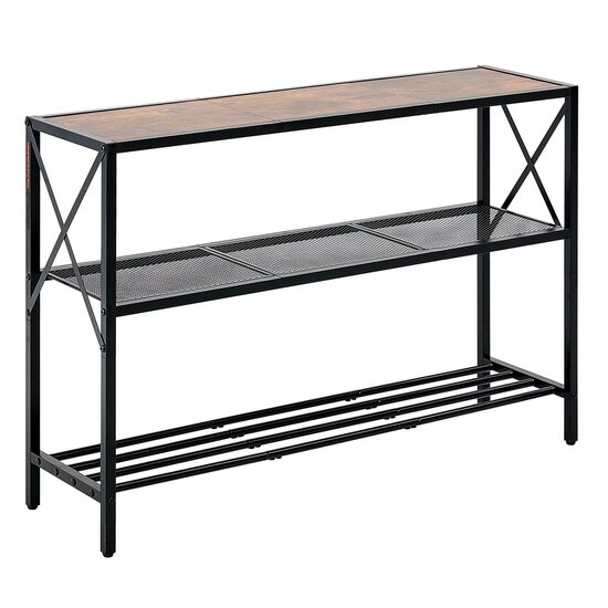 Masa consola ingusta, 3 x Nivel, Otel/Lemn, 106 x 29,5 x 73,5 cm