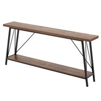 Masa consola ingusta, 2 x Nivel, Otel/Lemn, 180 x 30 x 80 cm