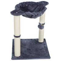 Ansamblu de joaca pentru pisici, 40x40x51 cm, Plus, Gri Inchis, stalp de zgariat, clopotel