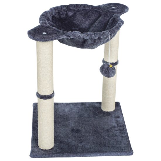 Ansamblu de joaca pentru pisici, 40x40x51 cm, Plus, Gri Inchis, stalp de zgariat, clopotel
