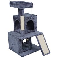 Ansamblu de joaca pentru pisici, 49x46x91 cm, Plus, Albastru, stalp de zgariat, scara, clopotel