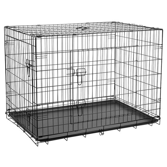 Tarc metalic pentru caini, 122x76x83 cm, 2 x usi, tava detasabila
