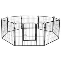 Tarc metalic pentru animale, 80 x 60 cm, 8 x panouri, configuratie extensibila, 2 x incuietori