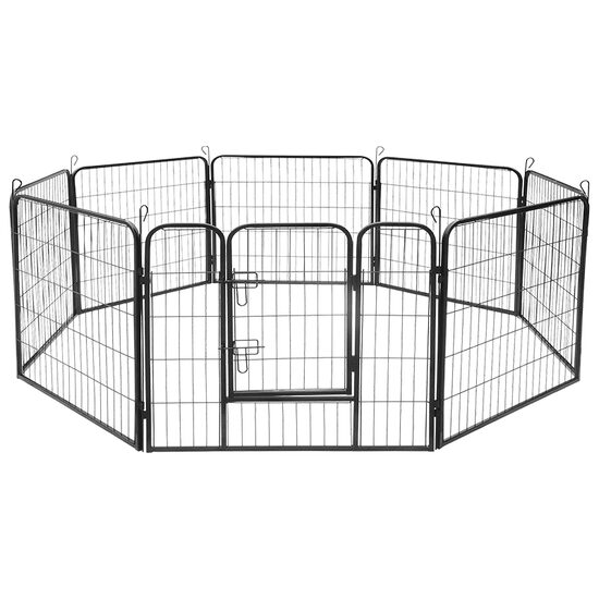 Tarc metalic pentru animale, 80 x 60 cm, 8 x panouri, configuratie extensibila, 2 x incuietori