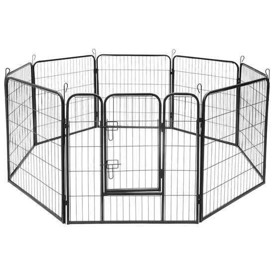 Tarc metalic pentru animale, 80 x 80 cm, 8 x panouri, configuratie extensibila, 2 x incuietori