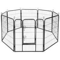 Tarc metalic pentru animale, 80 x 100 cm, 8 x panouri, configuratie extensibila, 2 x incuietori