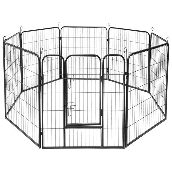 Tarc metalic pentru animale, 80 x 100 cm, 8 x panouri, configuratie extensibila, 2 x incuietori