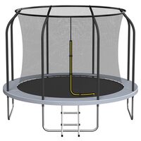 Trambulina pentru exterior, Diametru 244 cm, plasa de protectie, scara de acces, maxim 50 kg, 48 arcuri